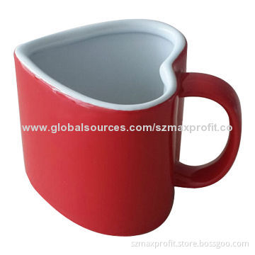 Stoneware red heart-shaped mug